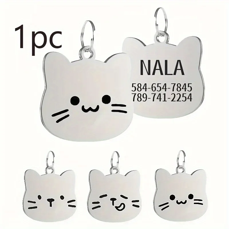 1 Custom  Pet Tag • Name and Phone Number Pendant • the Perfect Gift for Pet Lovers • Fun Kitten Element Design