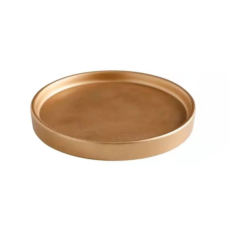 Nordic Style Ceramic Flowerpot Golden Black Tray Water Connection Tray Decorative Bottom Succulent Plants Flowerpot Base ZD36