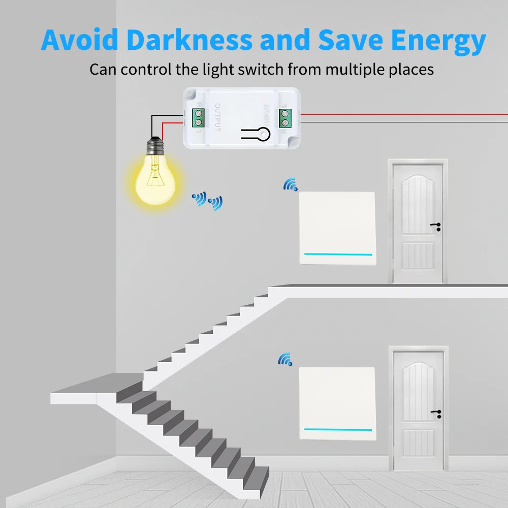 433Mhz Light Switch LED 1/2/3 Gang Push Button Switch Smart Home Wireless Remote Controller 10A 110V 220V Receiver for Lamp LED