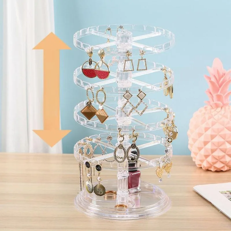 Rotating 2-Tier Jewelry and Keychain Display Stand Plastic Spinner Organizer for Bracelets Earrings Accessories Hanging Rack view 6