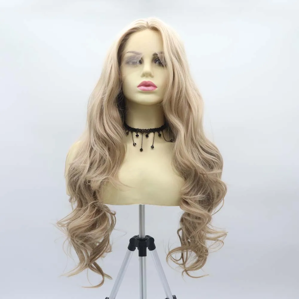 

Парики Sylvia Синтетические светлые парики фронта шнурка для женщин Волосы Термостойкое волокно Длинные волнистые парики