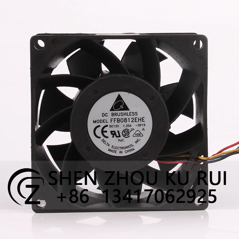 FFB0812EHE Case Cooling Fan for DELTA 24V 48V DC12V 1.35A EC AC 80X80X38MM 8CM 8038 3-wire Double Ball Bearing Large Capacity