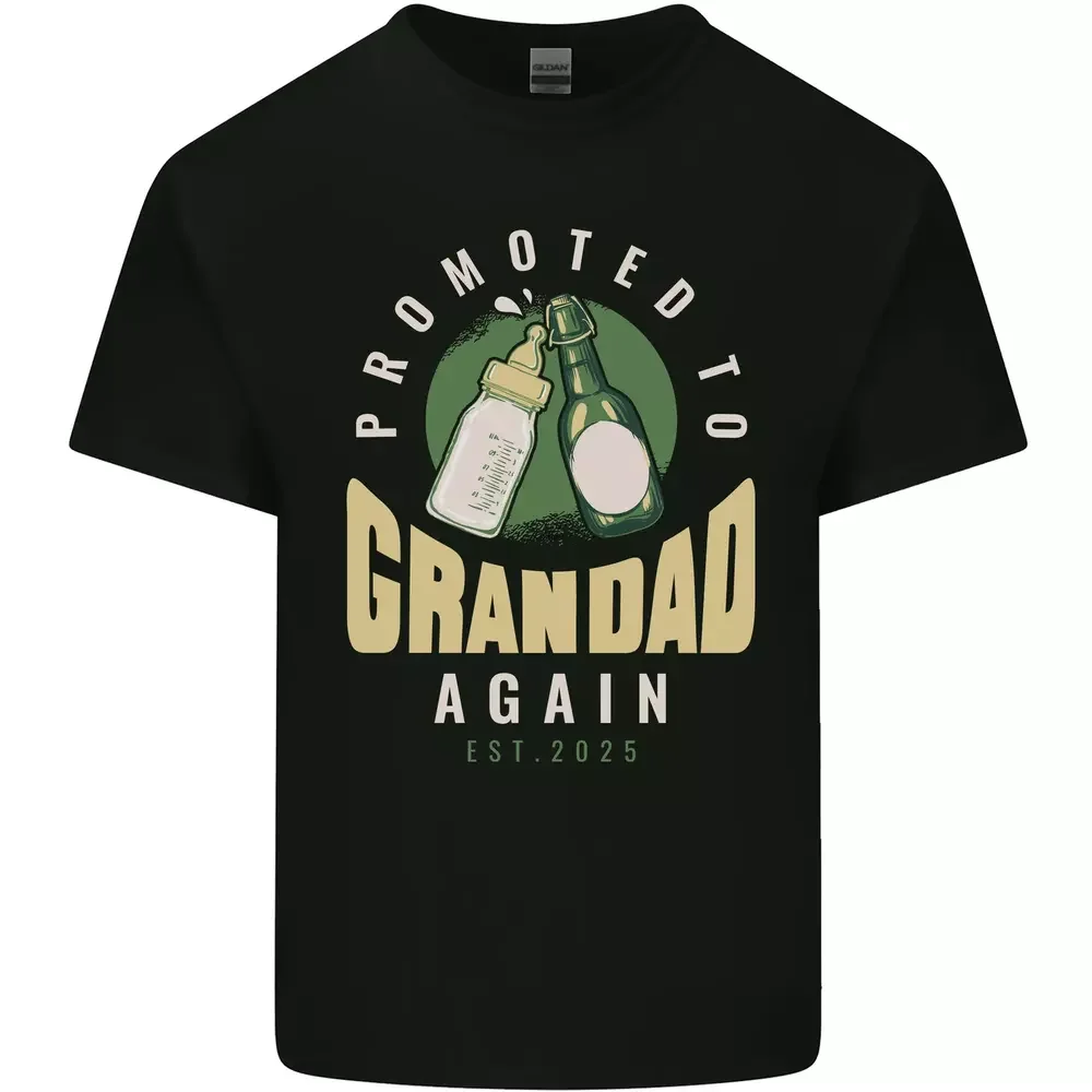 Promoted Yourself Grandpa Est. 2025 Men's Cotton T-Shirt  Tees Y2K tops Unisex Summer Short Sleeve