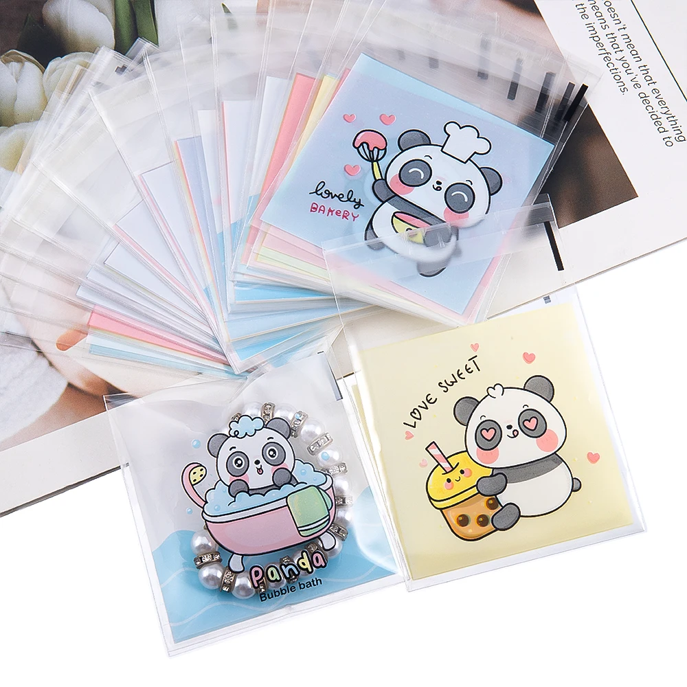 

100pcs/Lot Cartoon Panda Gift Packaging Self Adhesive Bags Candy Handmade Baking Bags Jewelry Accessories Display packaging Bags