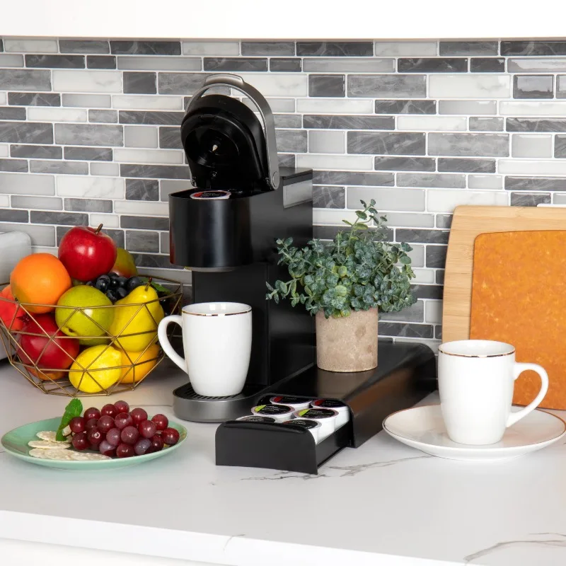 منظم كبسولات القهوة البلاستيكية الفردية، سعة 12-14 كبسولة قهوة، أسود #2