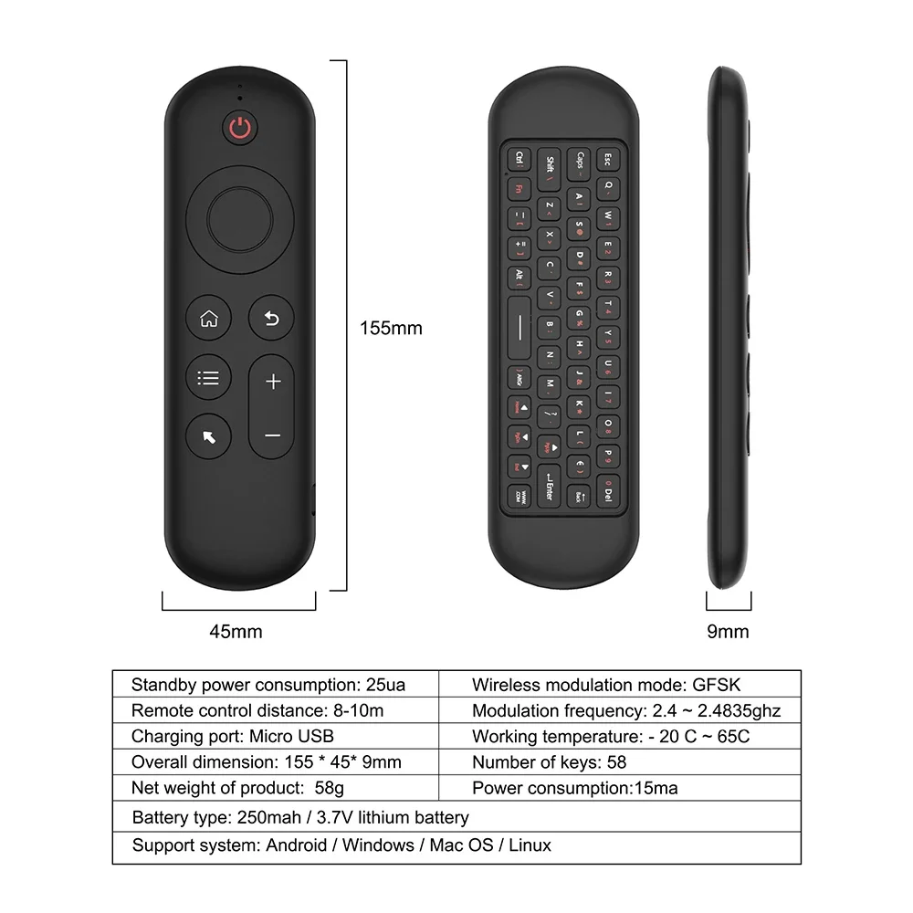 New M5 2.4G&BT5.2 Remote Control 7 Color Backlit Wireless Air Mouse Keyboard Android TV Box for Android Windows Mac Os Linux