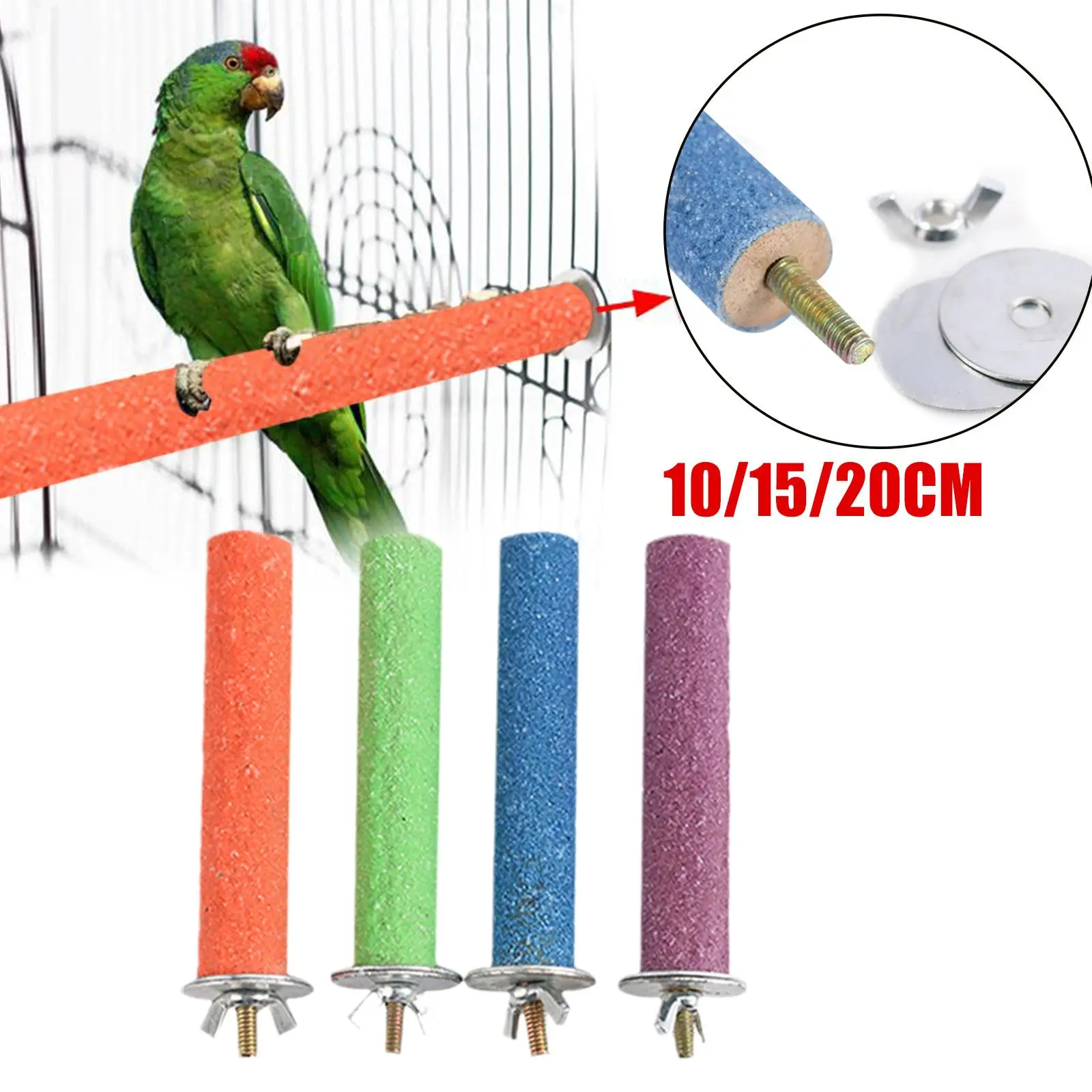 New High-end Bird Perch Stand Wooden Rough Birds Paw Grinding Perch Standing Parrot Toy Pet Supplies Random Color Tool