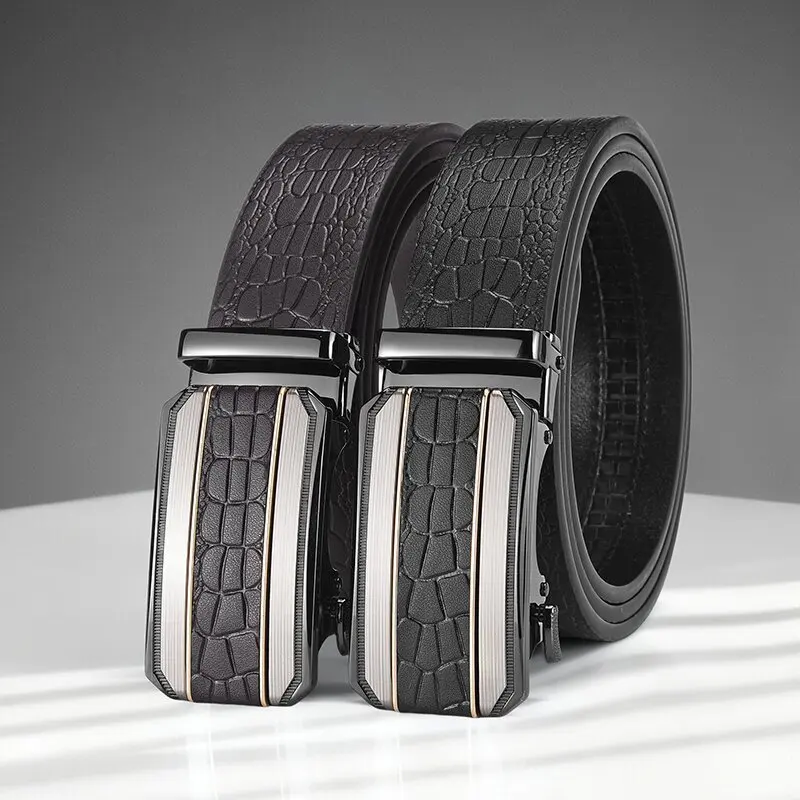 高品質ベルトメンズ本革ビジネスベルトジーンズヴィンテージストラップ男性ジーンズ男性用自動バックルカウボーイシンティス