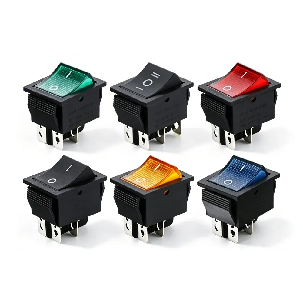 2pcs KCD4 Rocker Switch On Off With Led 4 16A 250V 220V T85 20A 125V Small 6Pin 4Pin Light For 2 Position 110V-220 230V Lamp