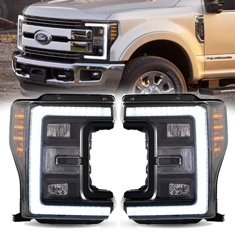 

2PCS LED Headlights with DRL Amber Turn Signal Light for Ford F250 Superduty 2017 2018 2019 Car Accessories