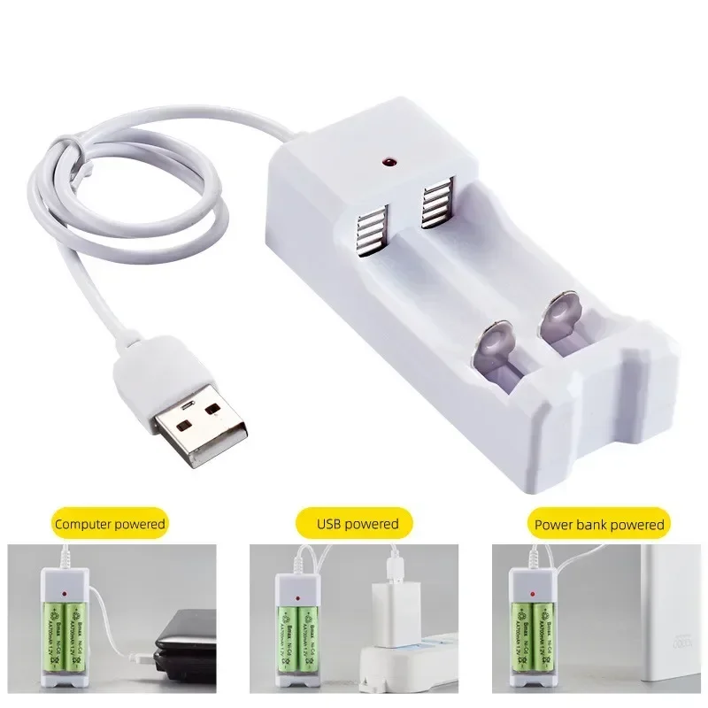 New Portable Charger 2 Slot USB Plug AA/AAA Rechargeable Batteries Charger for 1.2V Ni-MH Ni-Cd Battery Smart Fast Charging Tool