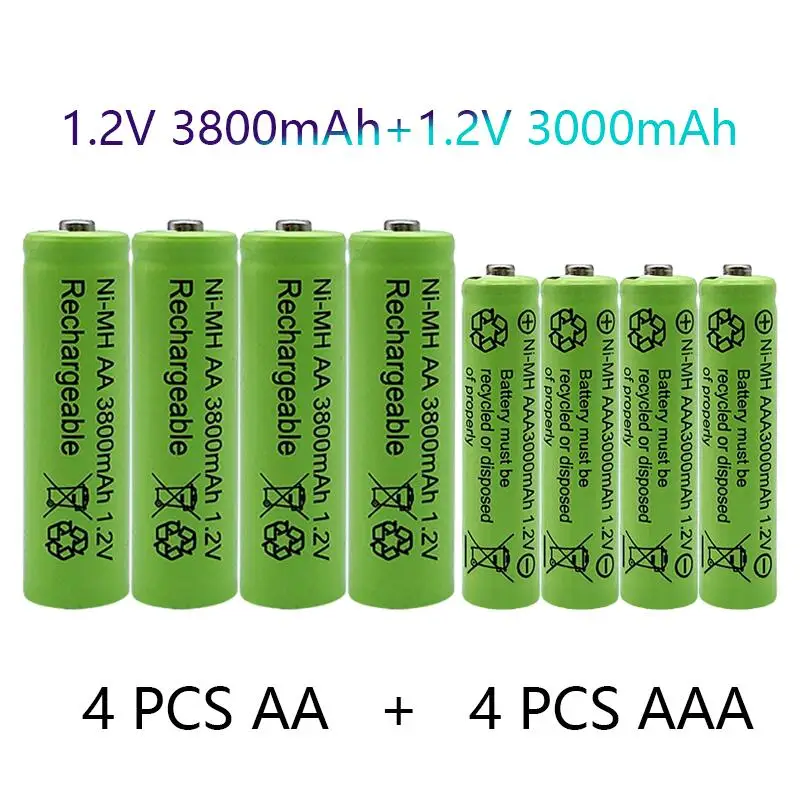 1.2 V AA 3800mAh + AAA 3000 mAh Piles Rechargeables batterie NI-MH  Rechargeable  pile  livraison gratuite