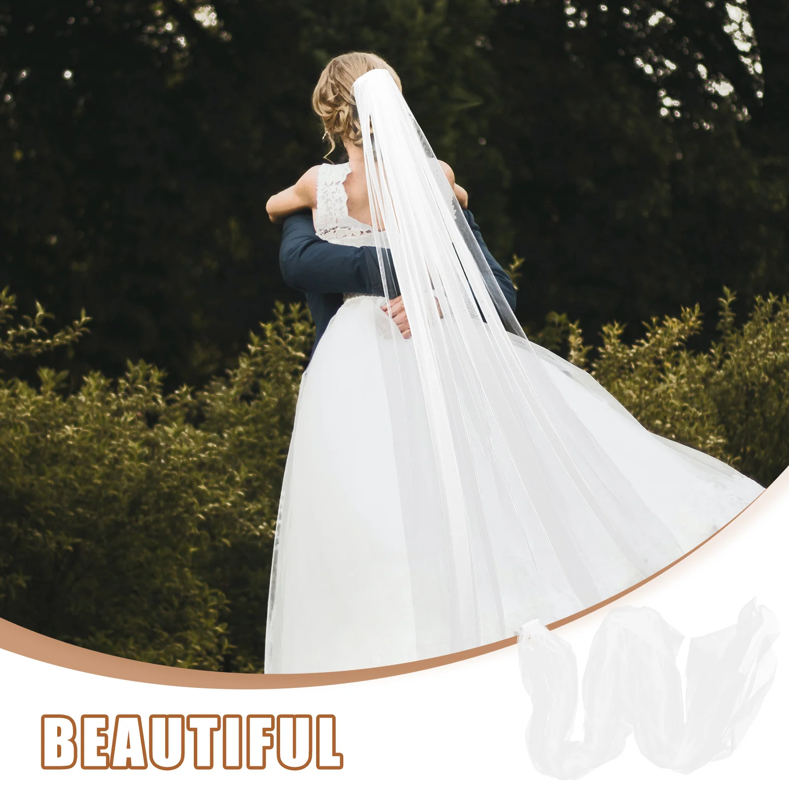 

Long Wedding Cathedral Length White Bridal Veil Floor Length Elegant Bride Accessory Lightweight Comb Hold Trailing Design