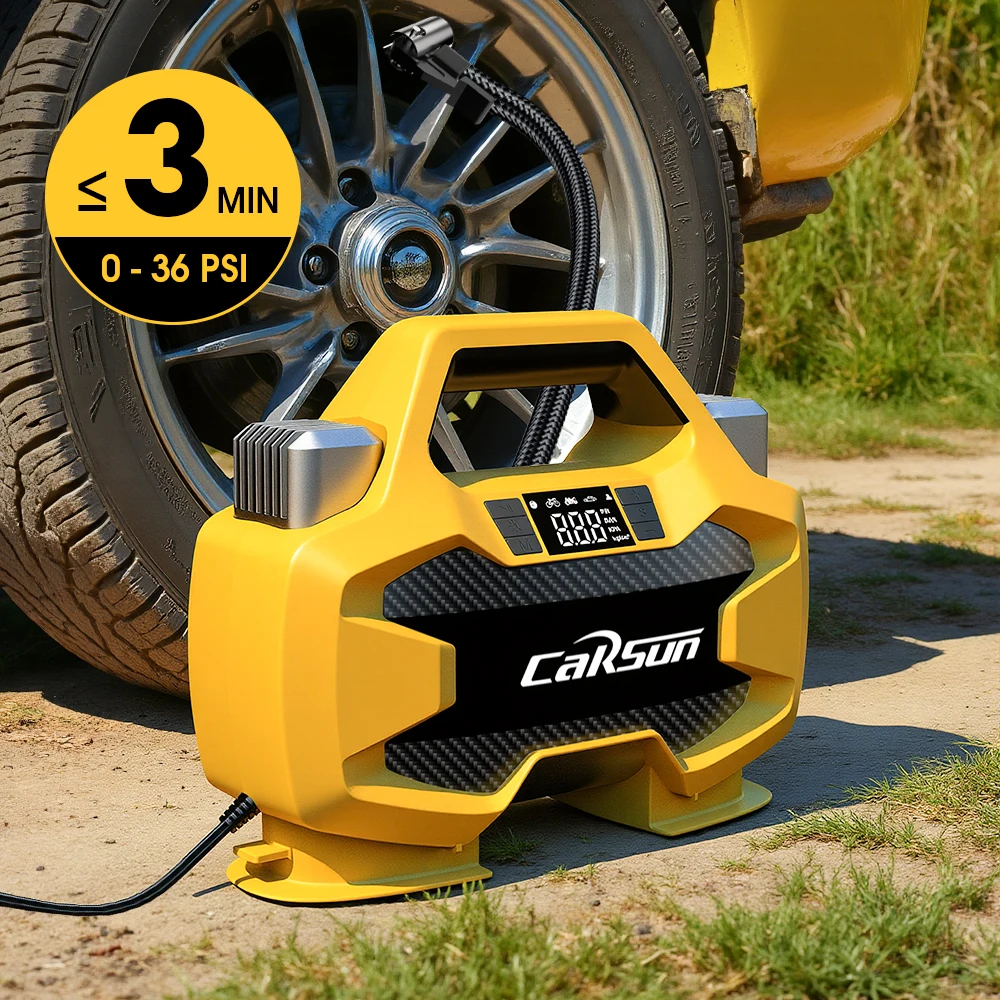 Carsun Powerful Dual 30-Cylinder Air Pump: Compact, Portable & Efficient – Ideal for Quick Suv Rv Car & Vehicle Tire Inflation