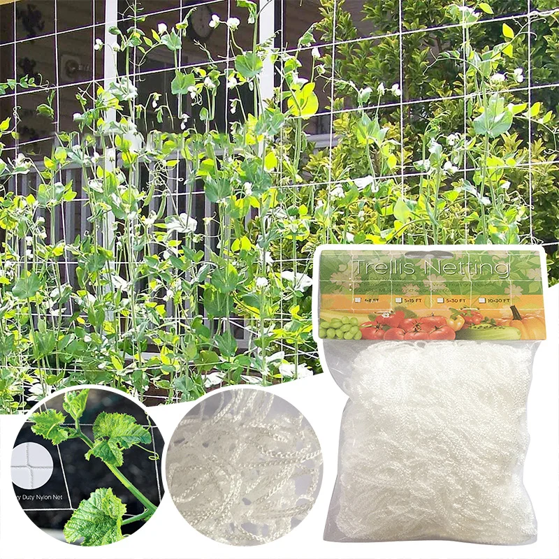 

White Plant Trellis Netting Heavy-Duty Polyester Plants Support Vine Climbing Hydroponics Garden Net Accessories Vegetable Frame