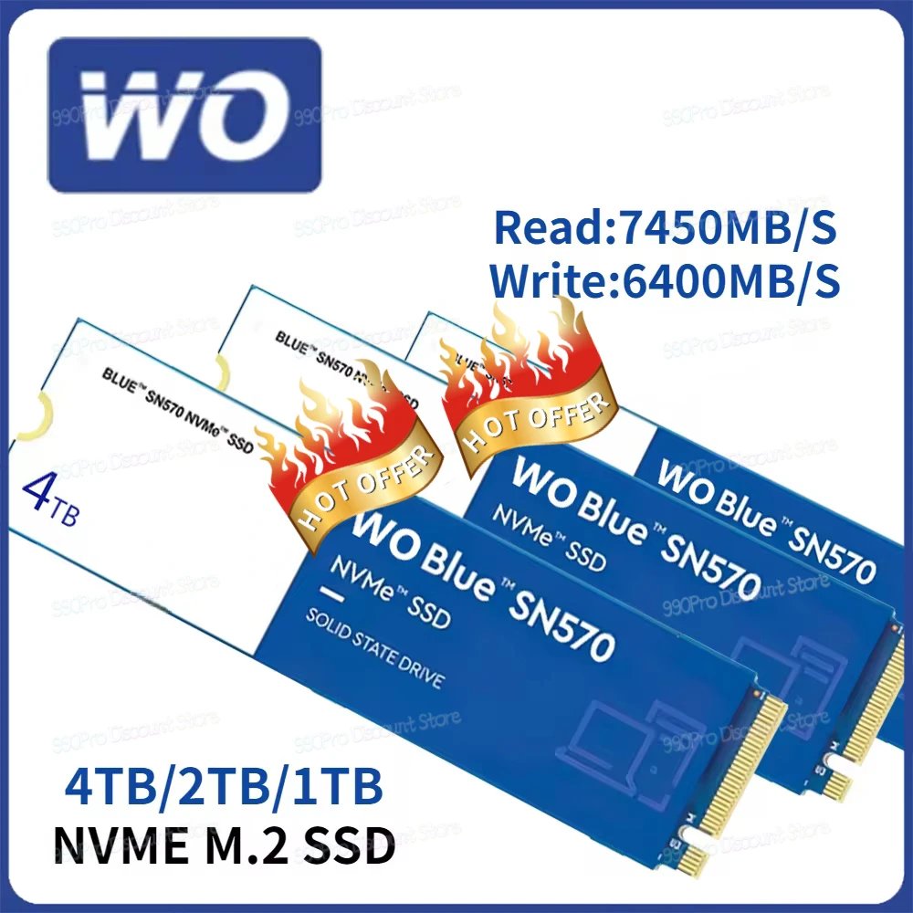 

Original New Blue SN570 NVMe SSD High speed 4TB 2TB 1TB SSD PCIe5.0X4 M.2 2280 Internal Solid State Drive For Laptops PC