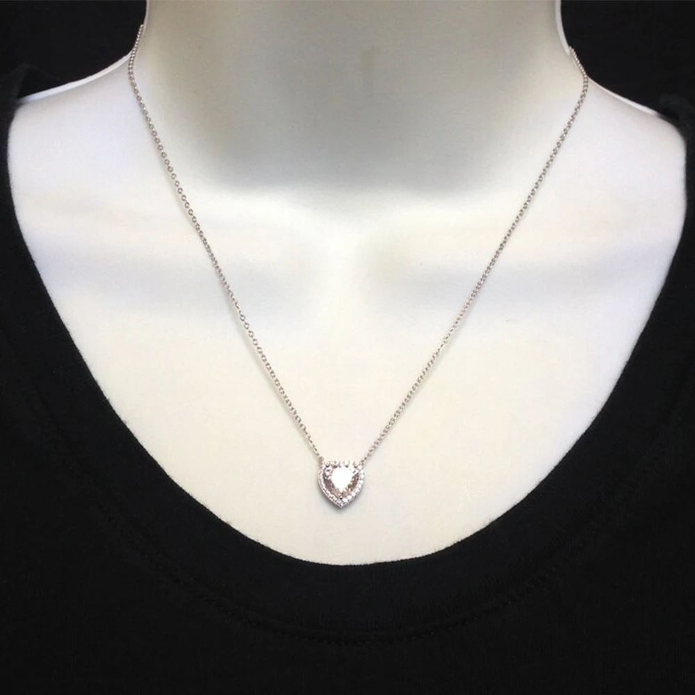 1-4 Carat Heart Cut Moissanite Halo Pendant Necklace for Women 925 Sterling Silver Love Necklace Anniversary Gift Fine Jewelry