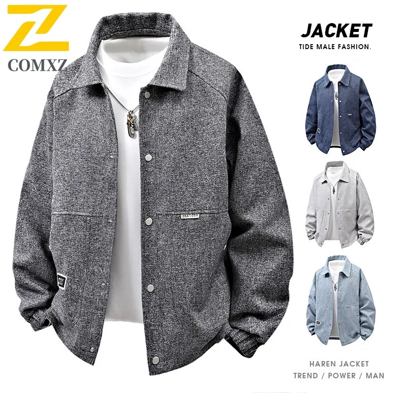 

COMXZ Мужская куртка с воротником-стойкой, многофункциональное ветрозащитное пальто для приключений на открытом воздухе, однотонное дизайнерское удобное осеннее мотоциклетное пальто