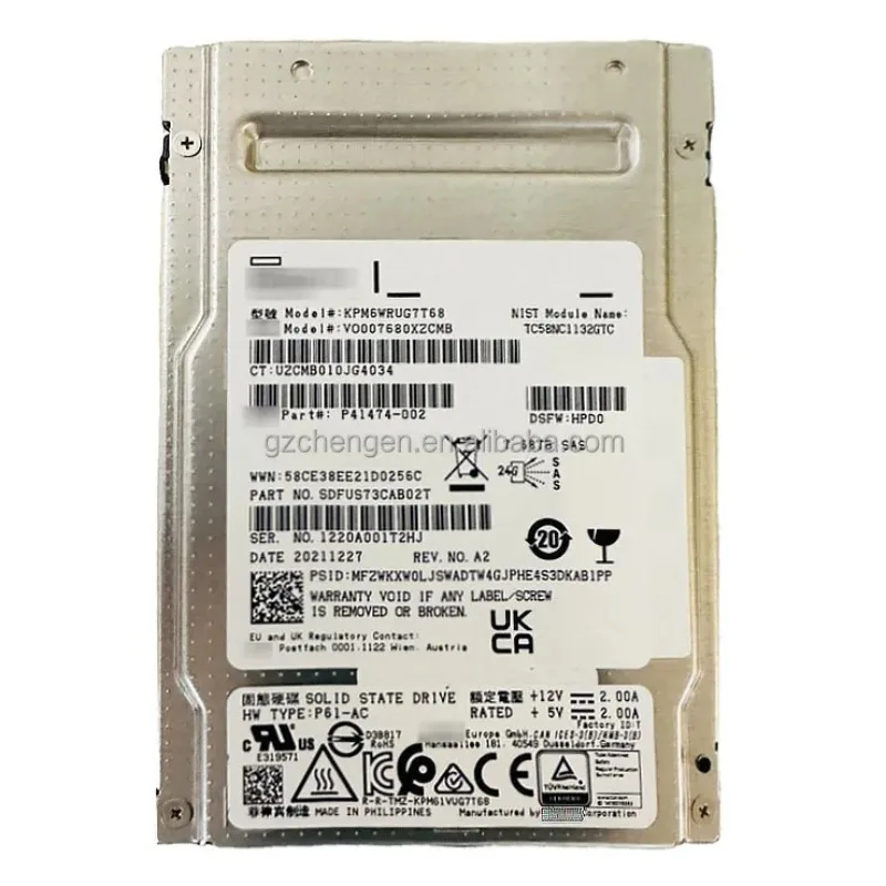 

P41474-002 Sub Pn /D Pn New Bulk 7.68Tb Sas 12Gb Ri Sc Sed Fips Pm6 Ssd For Hpe