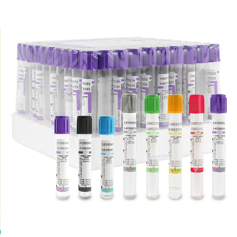 Lab Vacuum Blood Collection Tubes EDTAK2 Tube Blood Collection Tube Sampling Tube Teaching Supplies 2ML 3ML 5ML 10ML 100Pcs