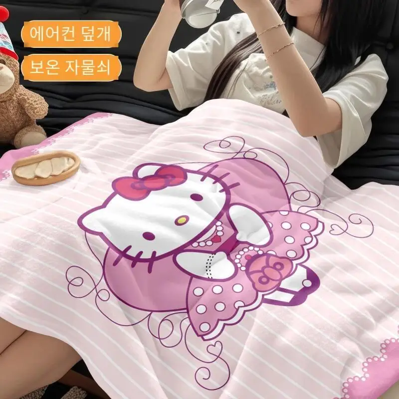 

Sanrios Kawaii Cloak Hello Kittys Lunch Break Cape Shawl Nap Casual Blanket Fashion Comfort Simple Print Soft High End Gifts