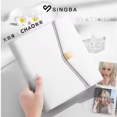 SINGBA Luxury Platinum A5 Photo Album - 4 Grid 3 Inch K-Pop Photocard Collector Book High Capacity Leather Binder