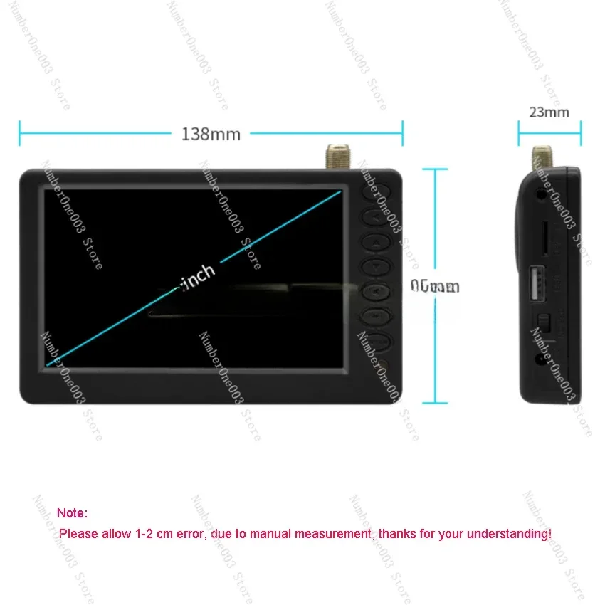 TV D5 5 pollici DVB-T2 ATSC ISDB-T digitale e analogico Mini piccolo televisore per auto supporto TV portatile USB TF MP4 AC3