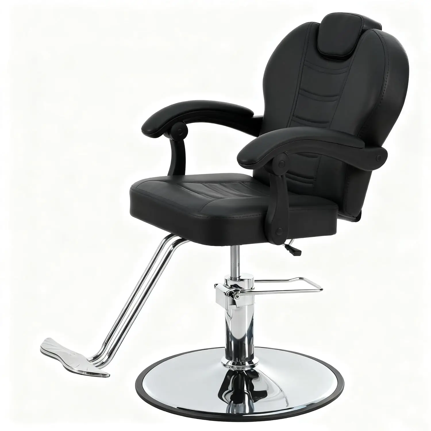 Reclining Barber Chair with Hydraulic Pump Adjustable Height Headrest Footrest Swivel for Salon Client Heavy Duty, Customized