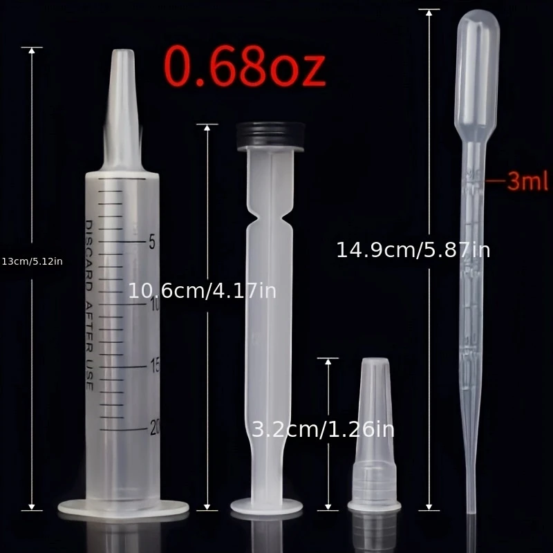 4 Pack 20ml Plastic Liquid Dispensers 20 Pack 3ml Graduated Pipettes Multi Use Fluid Tool for Plant Watering Pet Feeding DIY Cos