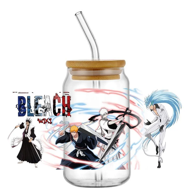 Hotsale 25 BLEACH Popular Anime 16oz UV DTF 3D Transfer Cartoon Sticker Wrap Decals For Glass Can Cup Craft DIY Creative