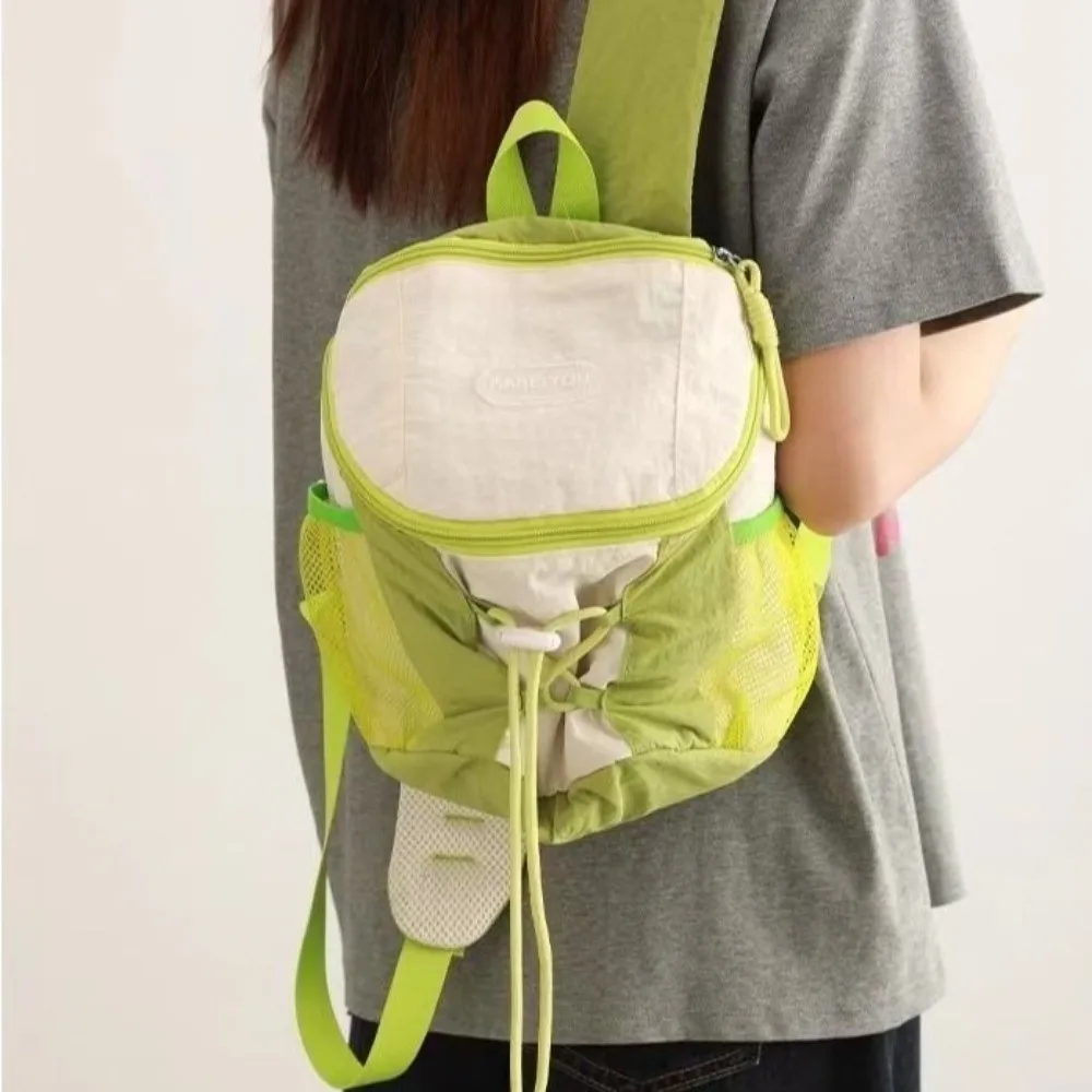 

Patchwork Drawstring Backpack Contrast Color Korean Style Student Schoolbag Y2k Large Capacity Women Harajuku Backpack Hiking