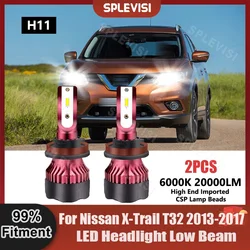 2Pc Xenon White  LED Headlight Low Beam 20000LM 200W/Pair For Nissan X-Trail T32 2013 2014 2015 2016 2017 Car Low Light Bulbs