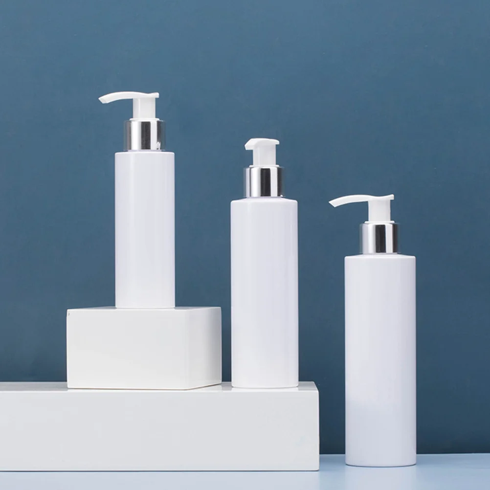 

3pcs Plastic Lotion Bottles Pump Bottles Travel Containers Refillable Portable Shampoo Storage White Set