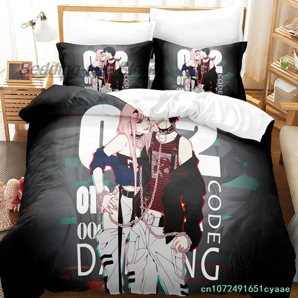 Darling In The Franxx Bedding Set Single Twin Full Queen King Size Bed Set Aldult Kid Bedroom Duvetcover Sets 3D Bed Sheet Set