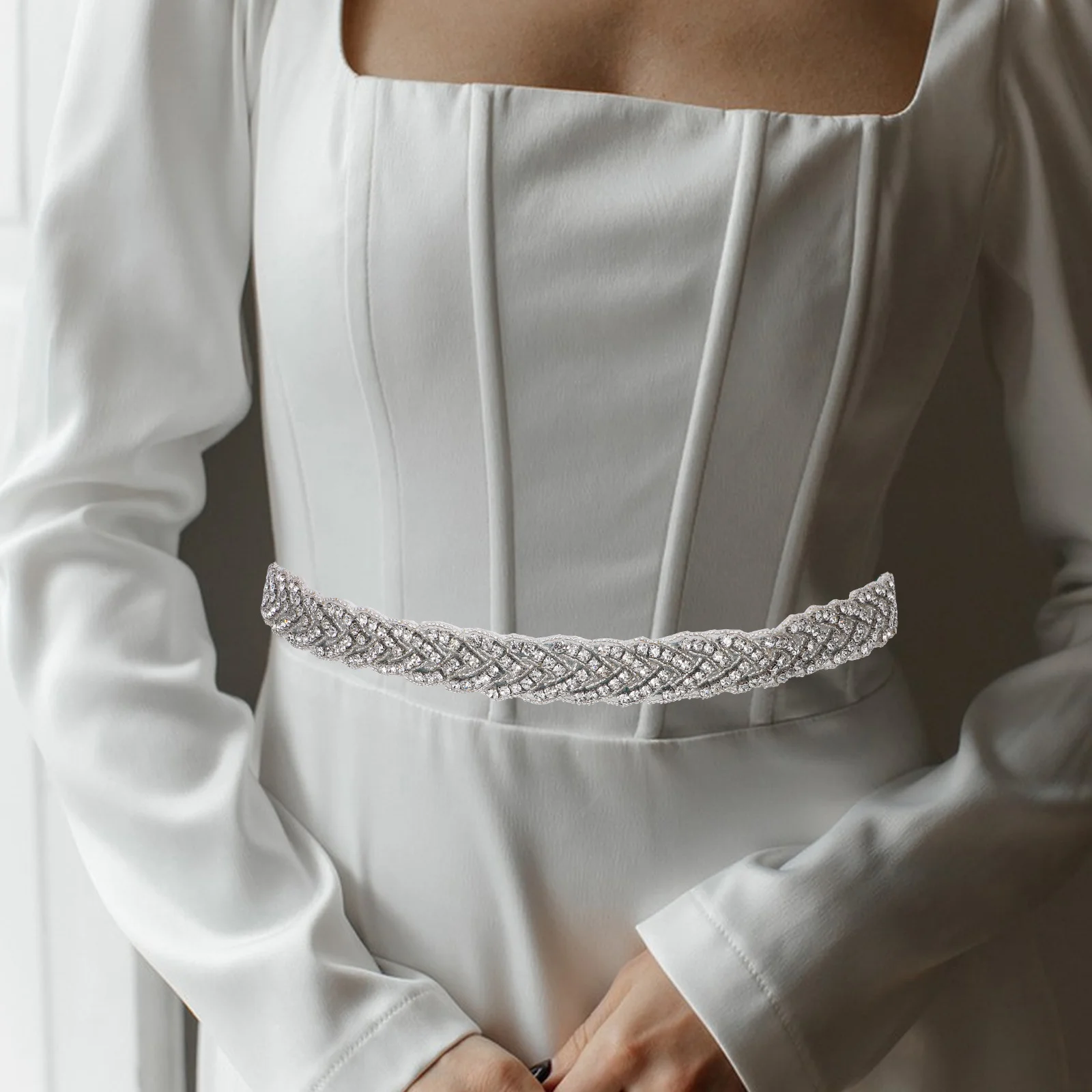 

Wedding Waist Belt For Bride Rhinestone Sash Adjustable Bridal Dress Accessory Glitter Ribbon Strip Formal Party Gown Rhinestone