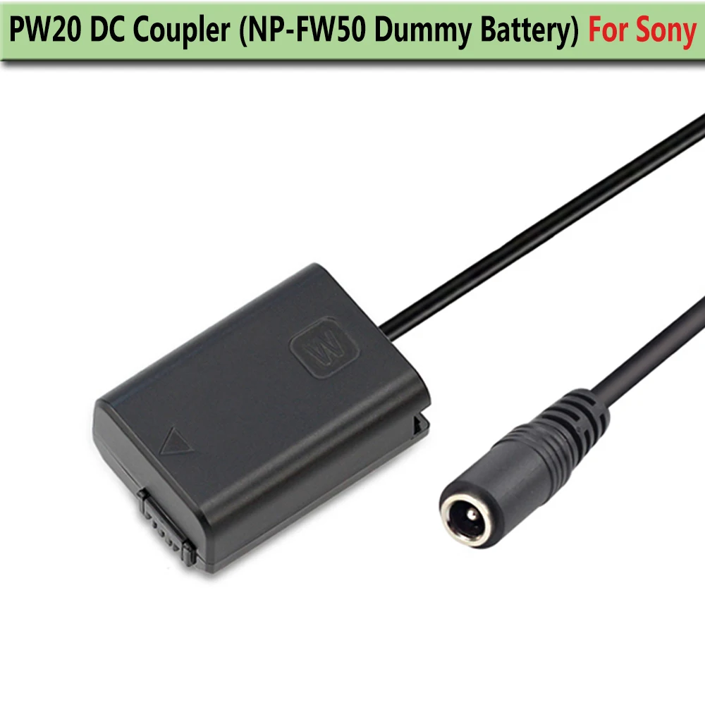 AC-PW20 DC Coupler NP-FW50 Dummy Battery Replace NP-FW50 Battery for Sony Alpha A7 A7II A7S A7R A6300 A6500 Camera