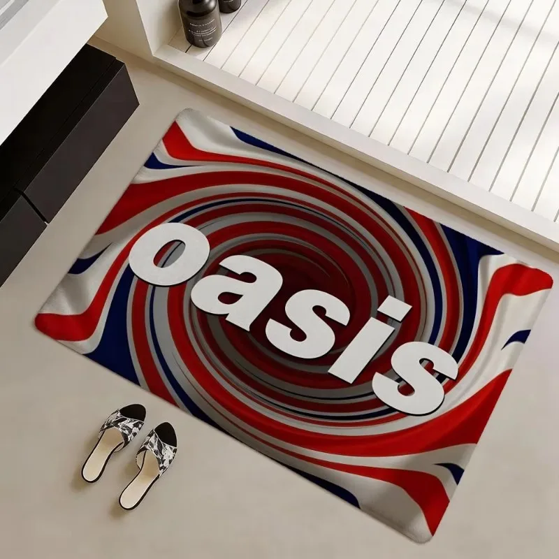 Rock Band O-oasis Floor Mat Soft Flannel Non-Slip Door Mat - Thickened Rug for Living Room Home Decor Doormat