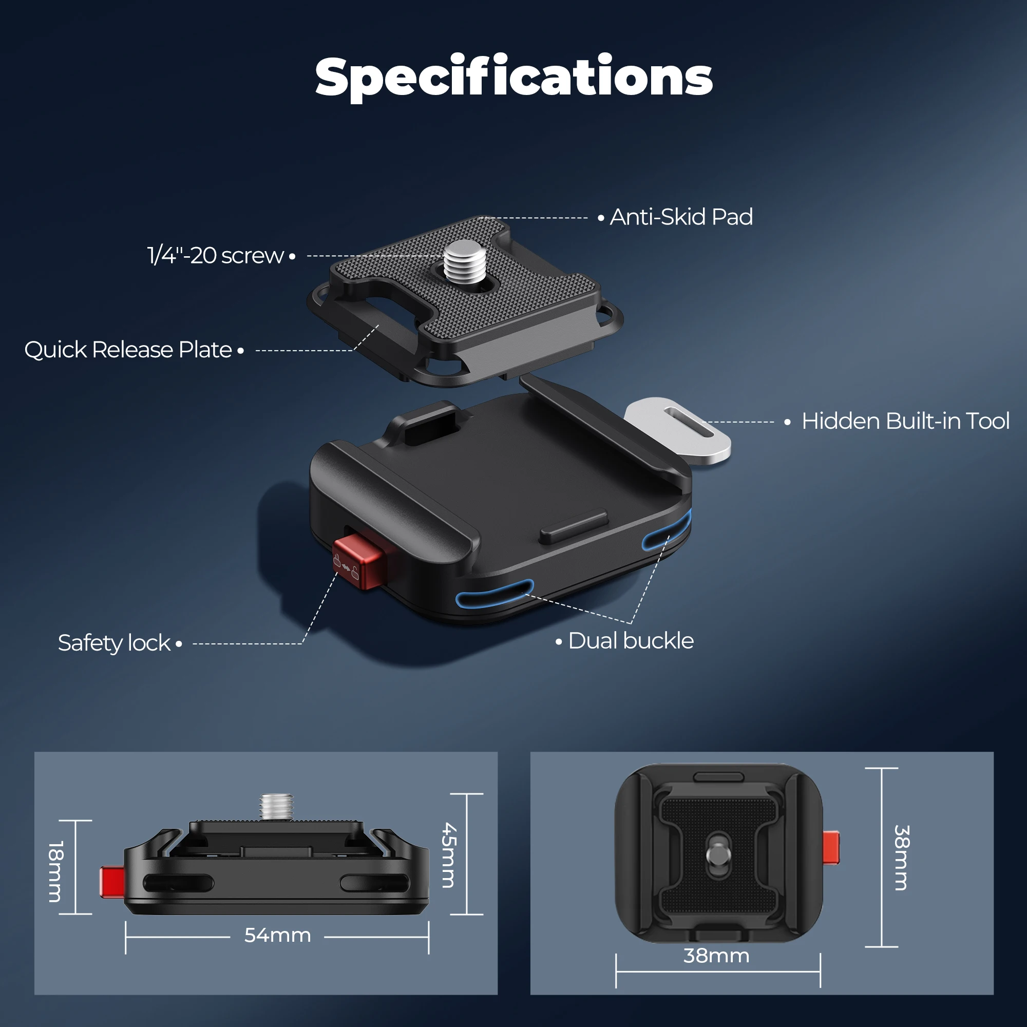 Freewell Schnellwechselklemme, kompatibel mit Kameragurt DSLR und Digitalkameras, unterstützt bis zu 6 kg Fotozubehör – Detail 5
