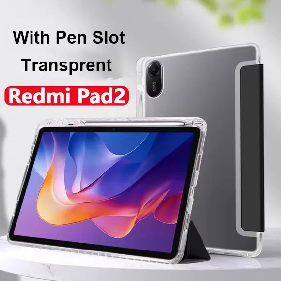 

Чехол со слотом для ручки для Xiaomi Redmi Pad 2 11 дюймов 2025 SE 11 8,7 MiPad 7 7Pro 11,2 5 5Pro 6 6Pro 11 дюймов 2024 Прозрачный чехол с защитой от падения