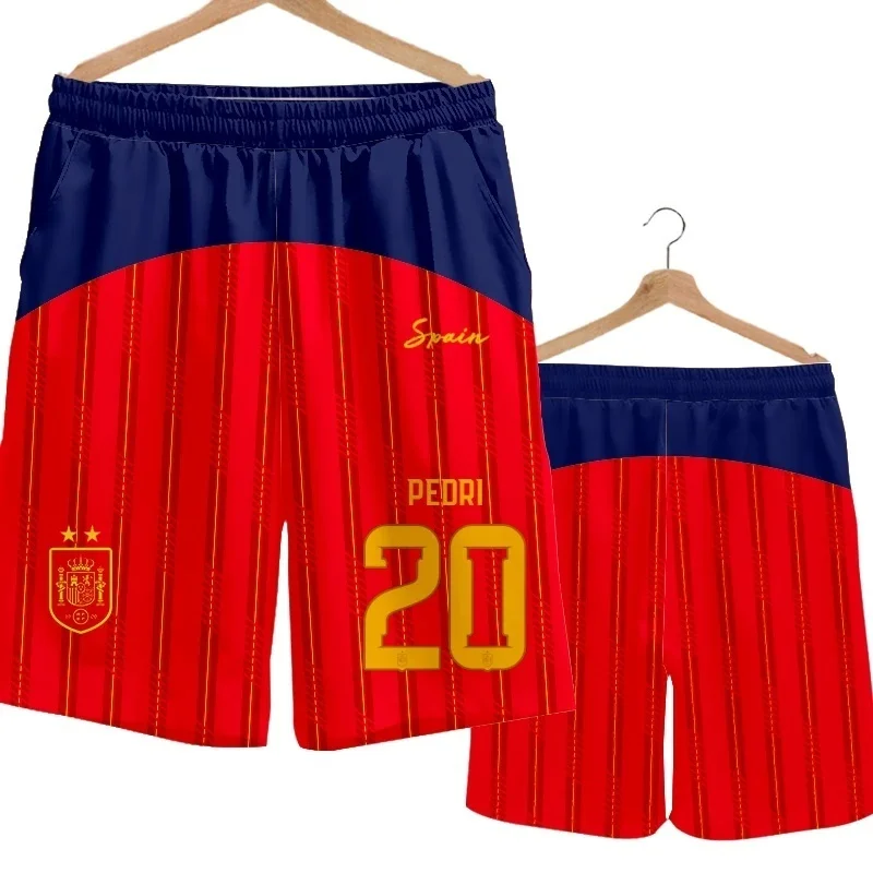 2026 Spanien Team Uniform Yamal Fußball Fan Uniform Schnelltrocknende Kurze Hosen Herren Freizeithosen Sporthosen Familie Kinder T-Shirts 3D – Detail 7