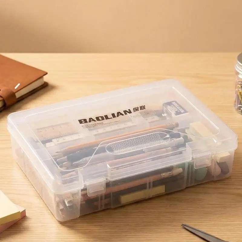 1Pcs Translucent Bookmarks Organizer Pen Kit Large Capacity Lightweight For School Supplies Included Penccase Box For Storage