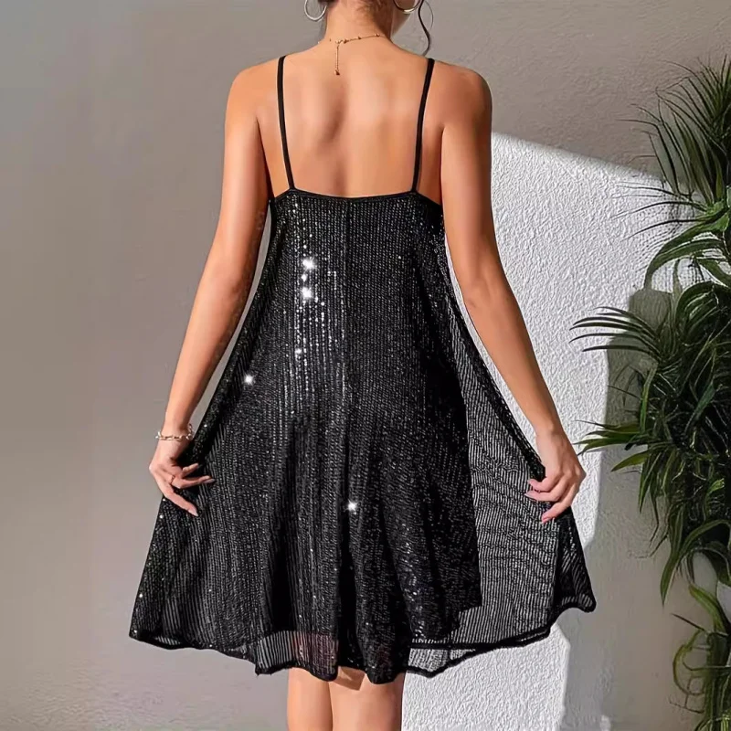 فستان نسائي صيفي جديد على الموضة الأوروبية والأمريكية بلون سادة وياقة أنيقة #2