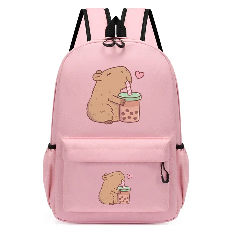 Cute School Backpack for Student Capybara Bubble Tea Schoolbag Boy Girl Kindergarten Children Backpack Cartoon Bagpack