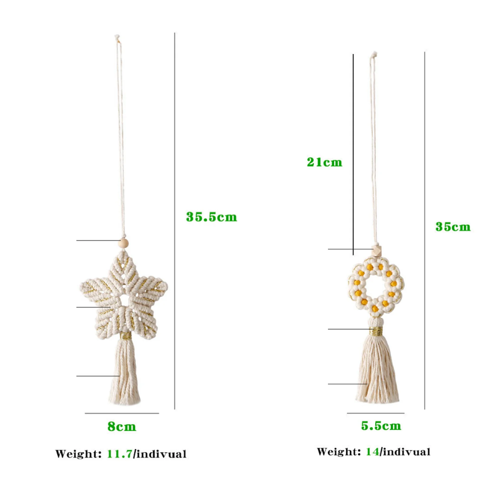 Creative Hand Woven Star Flower Hanging Decorations Bohemian Style Tassel Pendants Car Drop Ornaments Home Party Garden Supplies