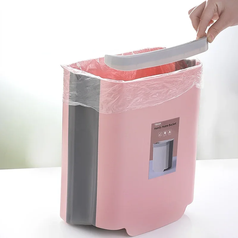 Folding Waste Bins Kitchen Garbage Bin, Foldable Car Trash Can, Wall Mounted Trashcan for Bathroom, Toilet Waste Storage Bucket