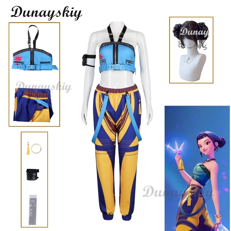 

KPop Demon Hunters Cosplay Costume Wig Women Zoey Mira Rumi Cosplay Fantasy Roleplay Outfits Halloween Carnival Party Suit