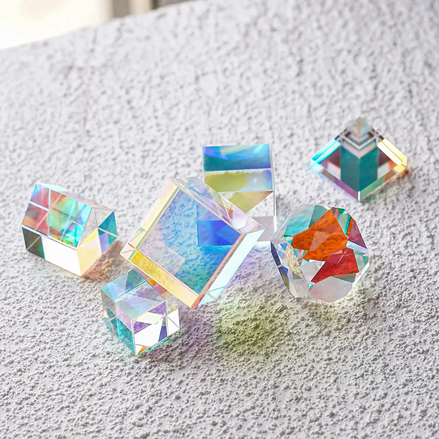 H&D Color Cube Prism 20mm K9 Optical Crystal Glass Polyhedron RGB Dispersion Prism for Physics,Photography,Desktop Decoration