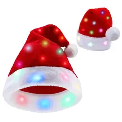 Merry Christmas LED Lights High-end Plush Children Adult Santa Hat Christmas Decorations Christmas Supplies LuminousSanta Hat