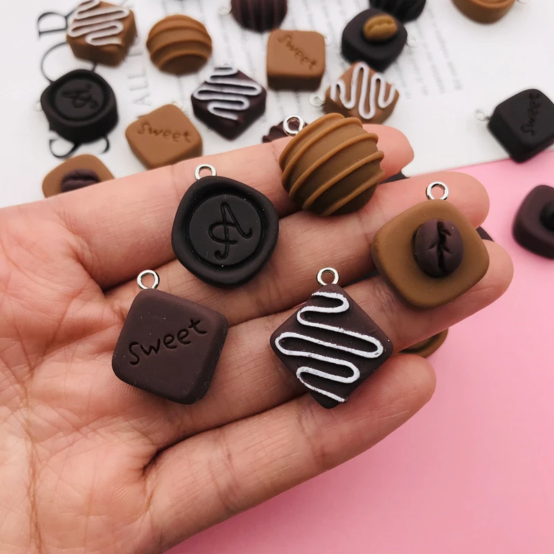 10pcs Kawaii Hot Selling Cute New Chocolate Charm Pendant for Earring Keychain Jewelry accessory DIY Making