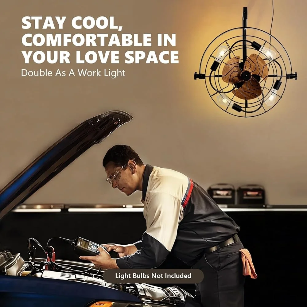 20 بوصة جدار جبل مروحة مروحة السقف مع أضواء التحكم عن بعد 6 سرعة الموقت 360 درجة دوران قابل للتعديل المرآب مروحة